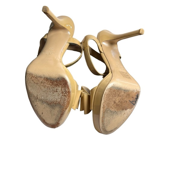 Valentino Garavani Patent Leather Bow Ankle Strap Sandals Heels Nude size 8.5 - Picture 10 of 10